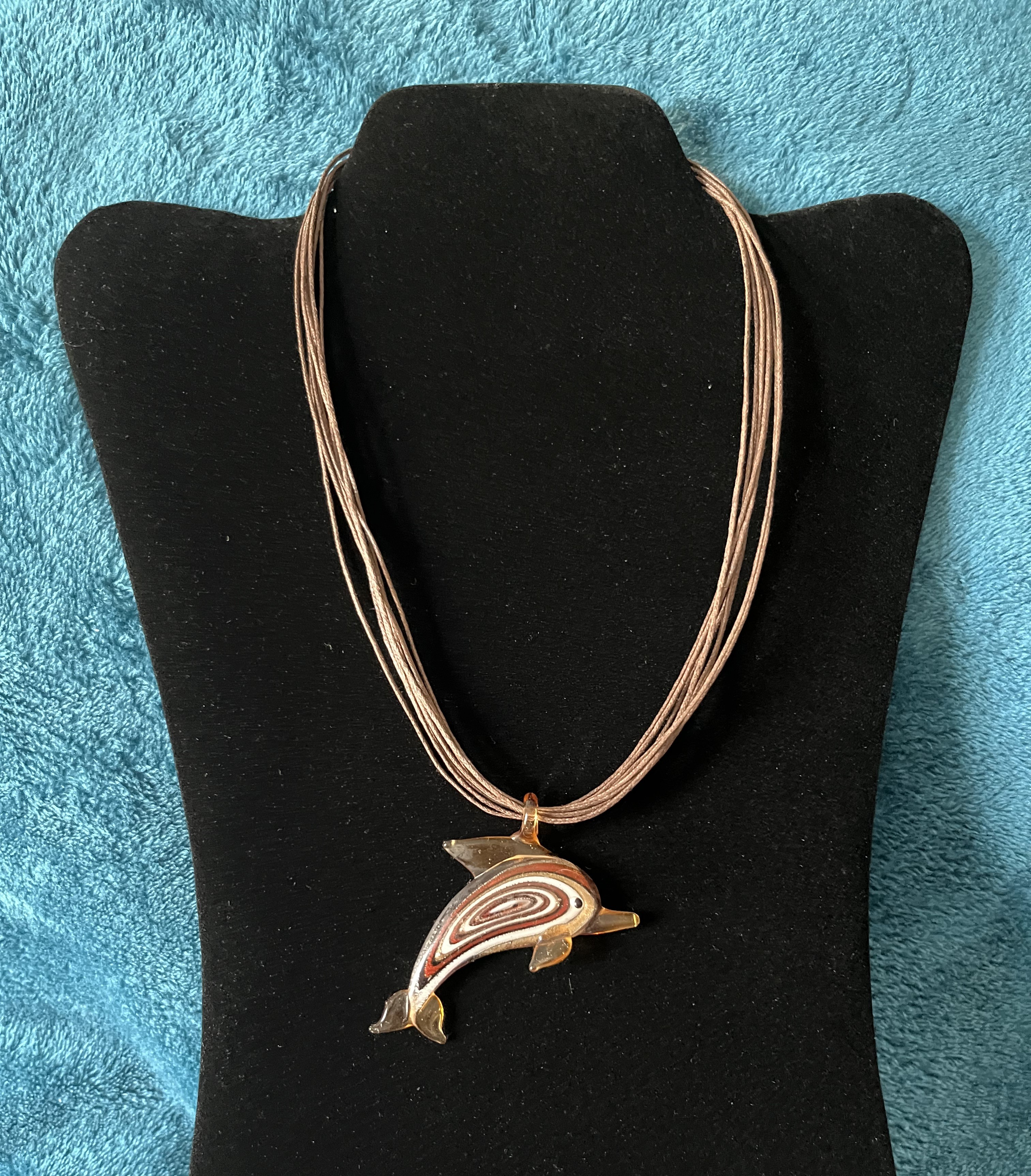 Natural Dolphin Swirl Glass Pendant Necklace