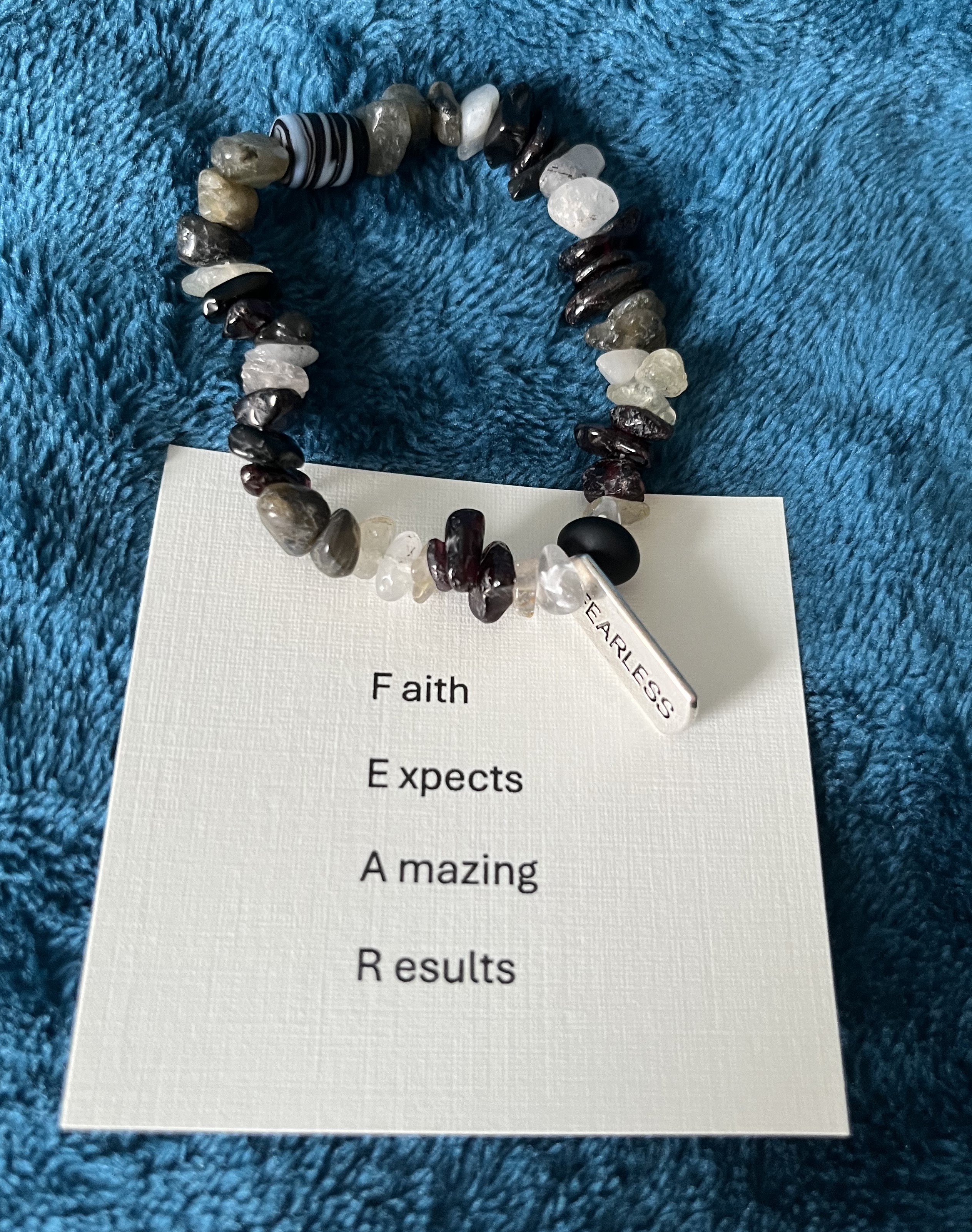 Black and White Fearless Bracelet with Card