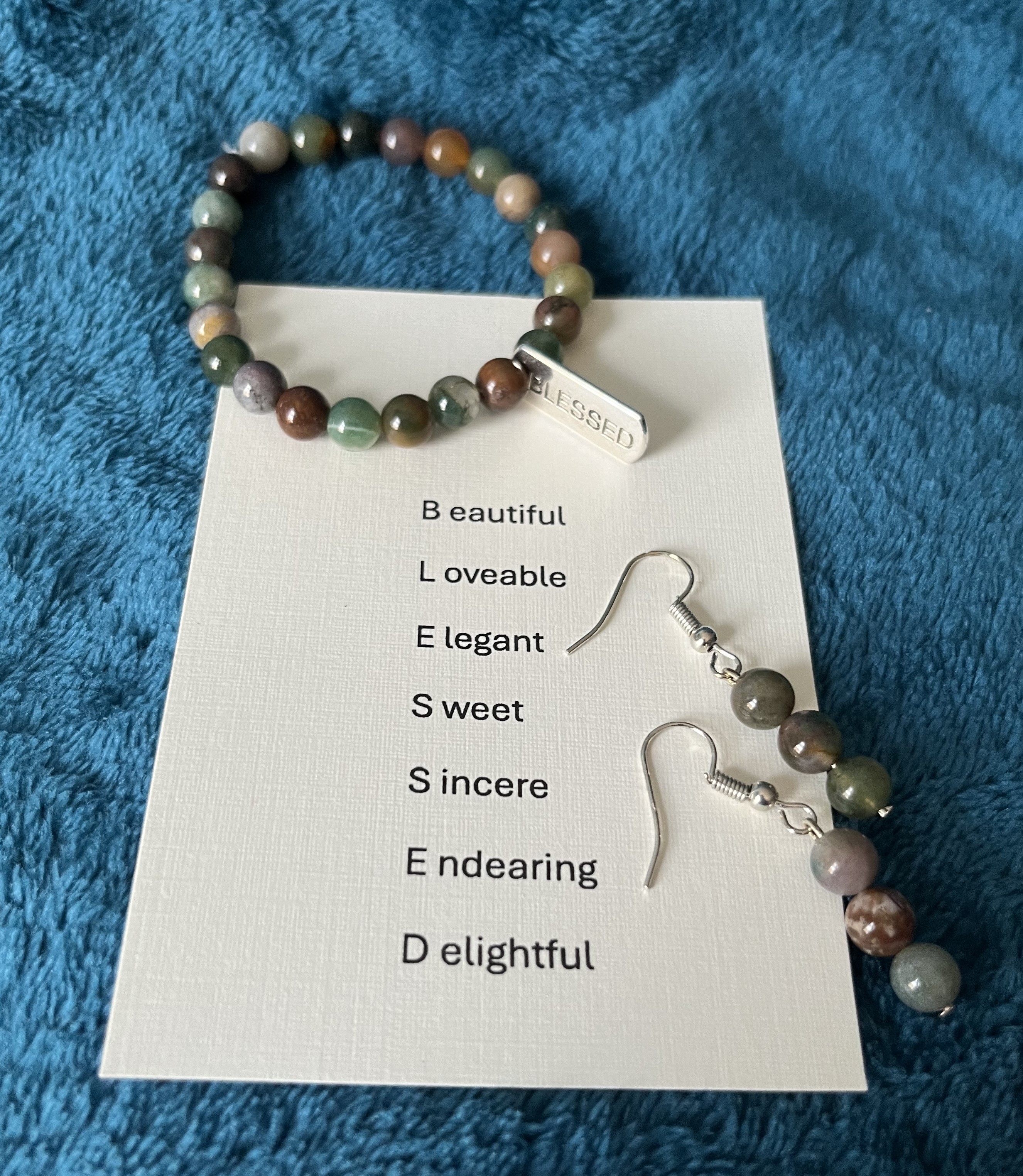 Bracelet and Earring Set with Card