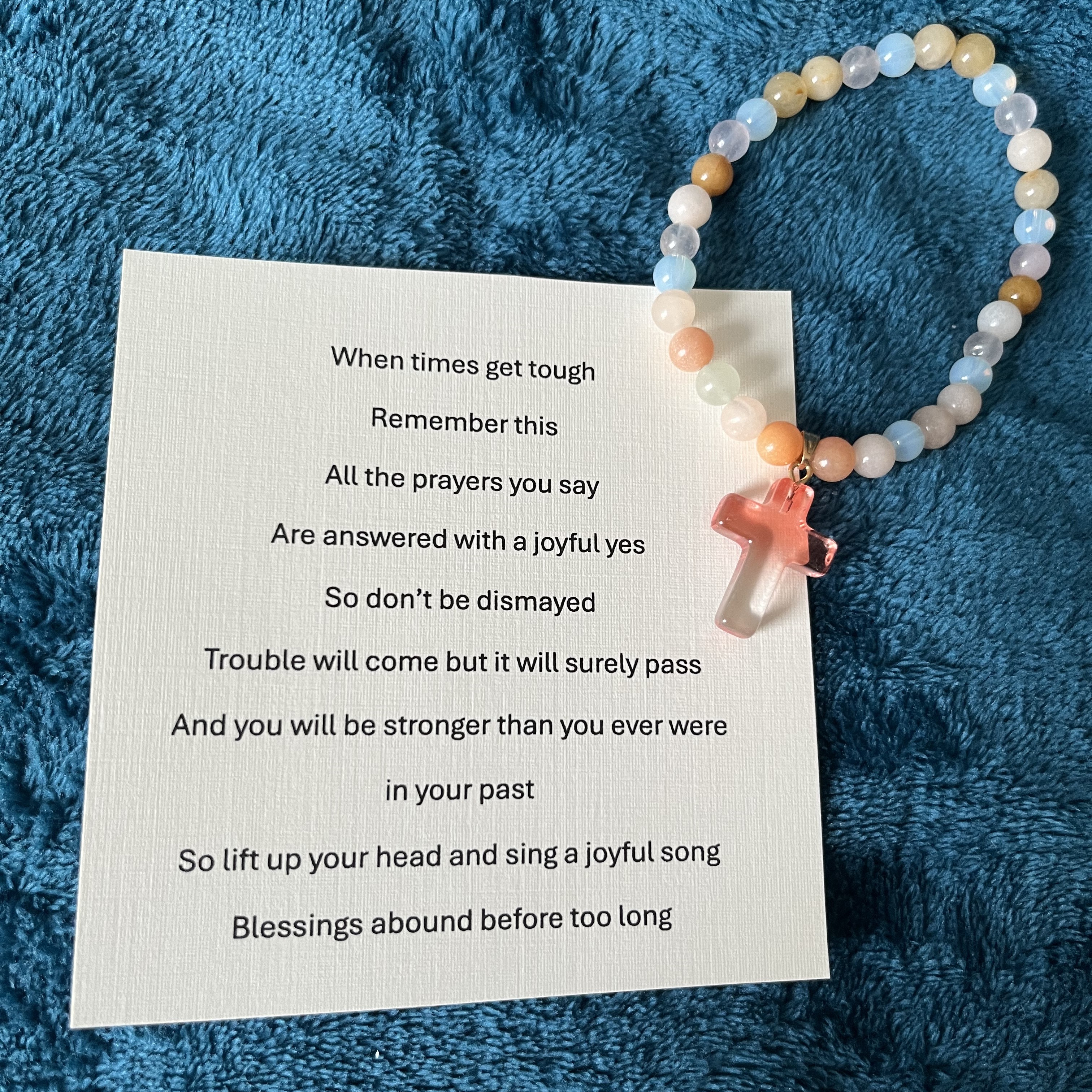 Peach Cross Bracelet with Card